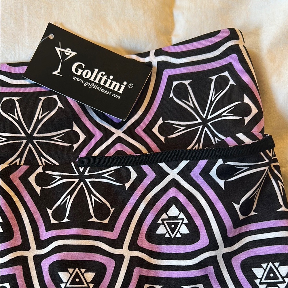 Golfing Geometric Patterned Skirt - Black and Pink
